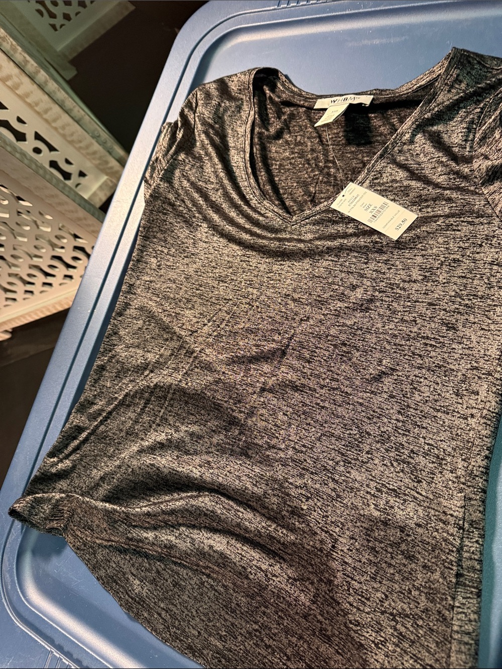 White House Black Market Heathered Charcoal Scoop Neck Tank